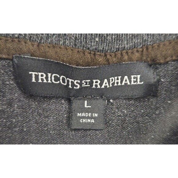 Tricots St Raphael Gray 1/4 Zip Pullover Sweater Mens Size L Large Stretch Fall - Picture 4 of 4